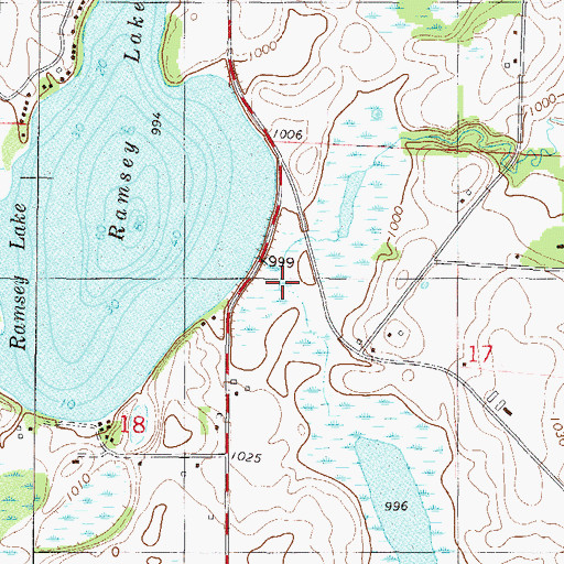 Topographic Map of Ramsey Lake Dam, MN