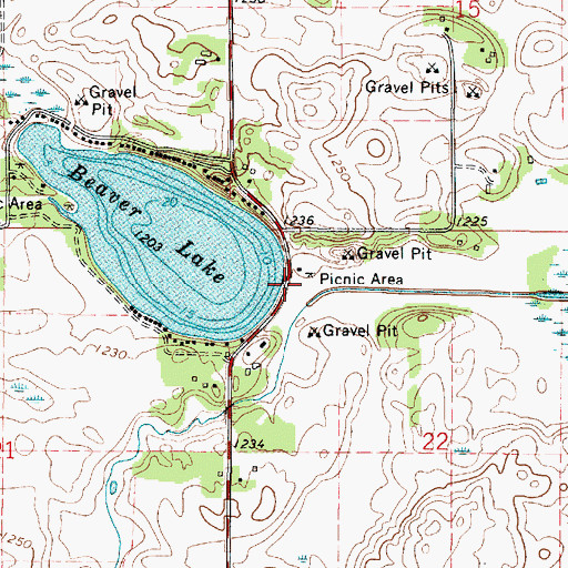 Topographic Map of Beaver Lake, MN