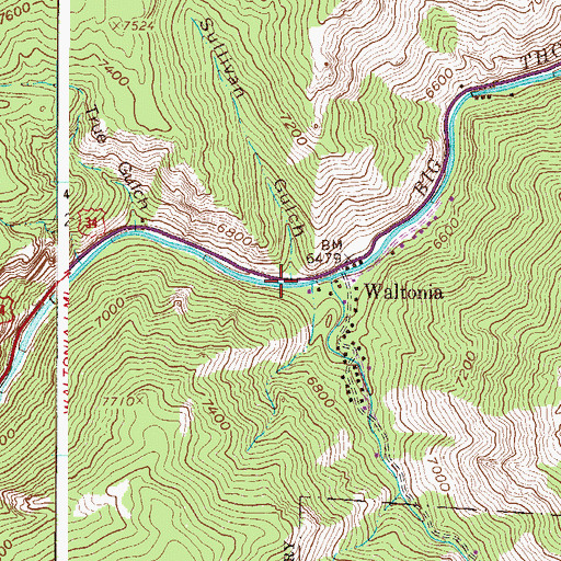 Topographic Map of Sullivan Gulch, CO