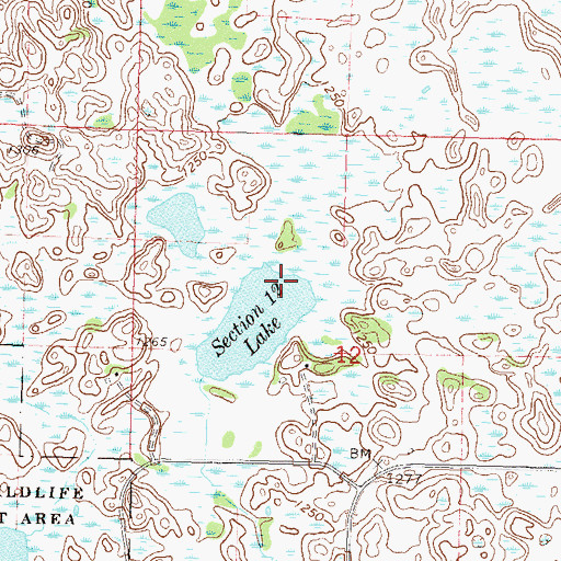 Topographic Map of Leif Langsjoen Waterfowl Development Dam, MN