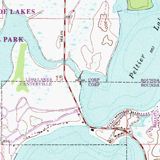Topographic Map of Peltier Lake Dam, MN