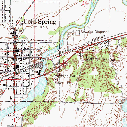 Topographic Map of Sauk River Dam, MN