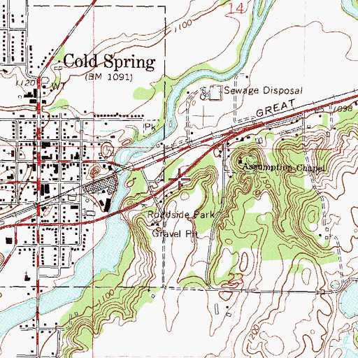 Topographic Map of Dam Effects Series of Lakes, MN