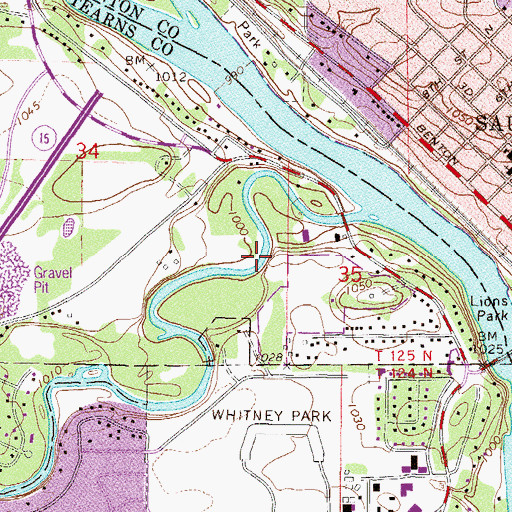 Topographic Map of Sauk River Dam, MN
