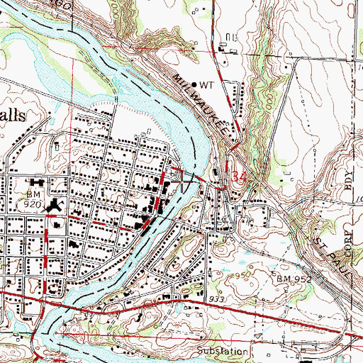 Topographic Map of Minnesota River Dam, MN