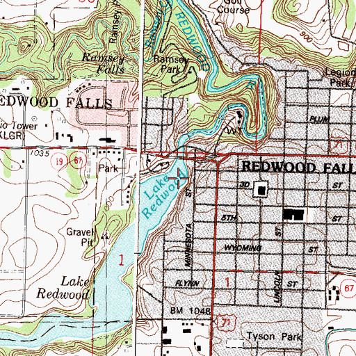 Topographic Map of Redwood Lake, MN