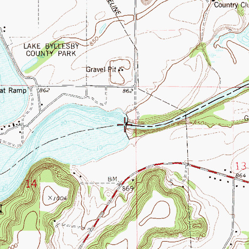 Topographic Map of Byllesby Dam, MN