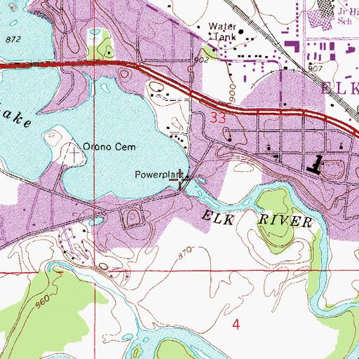 Topographic Map of Elk River Dam, MN