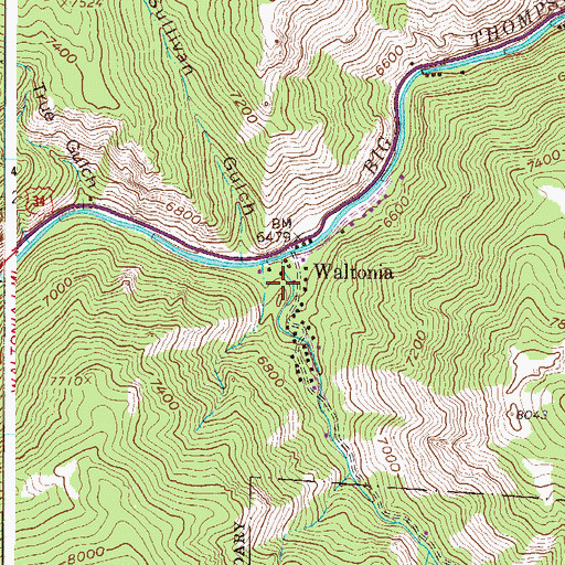 Topographic Map of Waltonia, CO