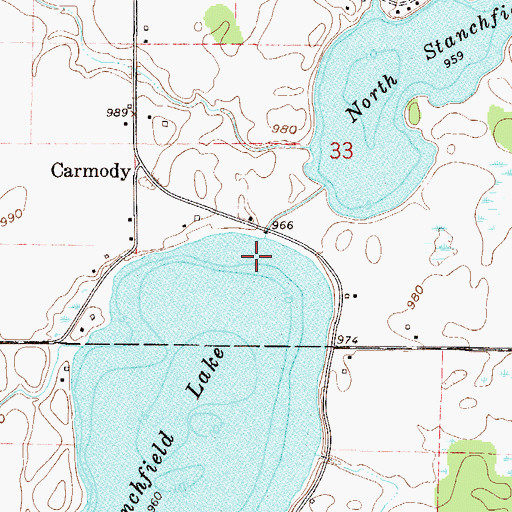 Topographic Map of South Stanchfield Lake Dam, MN