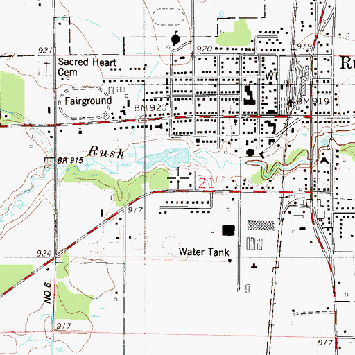 Topographic Map of Rush Creek Dam, MN