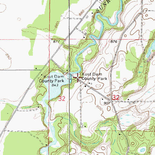 Topographic Map of Sunrise River Dam, MN