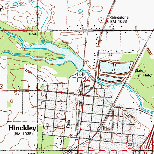 Topographic Map of Grindstone River Dam, MN