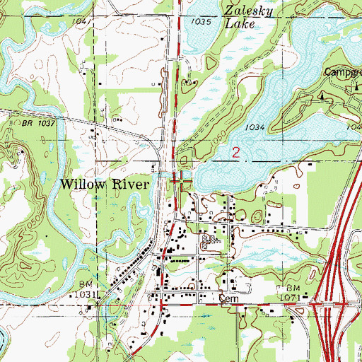 Topographic Map of Willow River Dam, MN