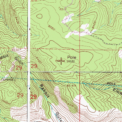 Topographic Map of Pole Hill, CO