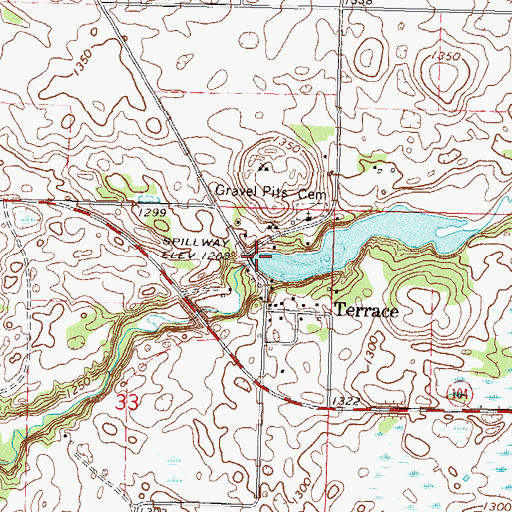 Topographic Map of Chippewa River Dam, MN