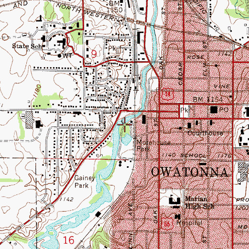 Topographic Map of Morehouse Park Dam, MN