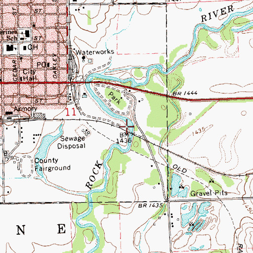 Topographic Map of Rock River Dam, MN