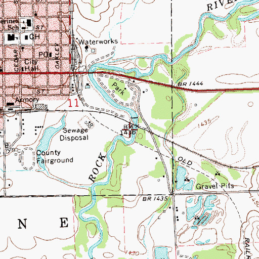 Topographic Map of Rock River Reservoir, MN