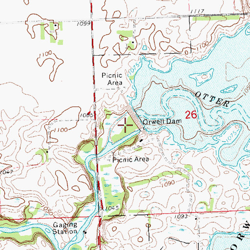 Topographic Map of Orwell Reservoir and Dam, MN
