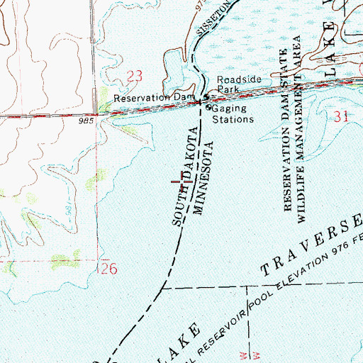 Topographic Map of Reservation Highway Dam, MN