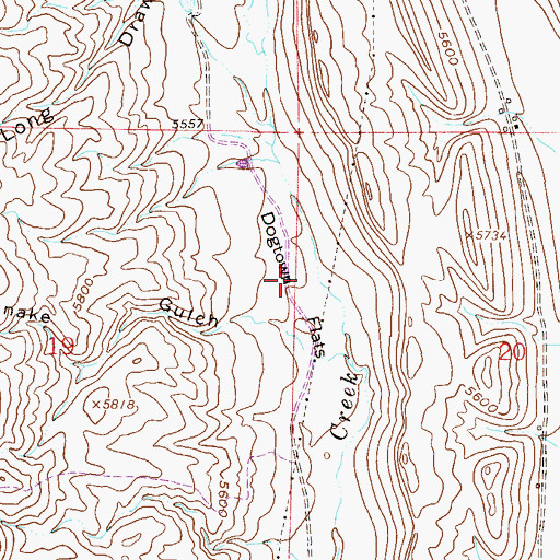 Topographic Map of Dogtown Flats, CO