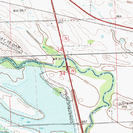 Topographic Map of Highway 75 Dam, MN