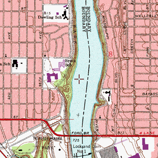 Topographic Map of Pool 1, MN