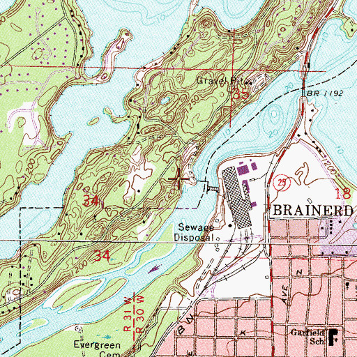 Topographic Map of Brainerd Dam, MN