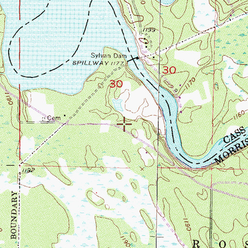 Topographic Map of Sylvan Dam, MN