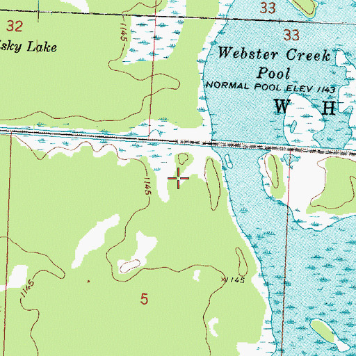 Topographic Map of Pool Twentyfive Dam, MN