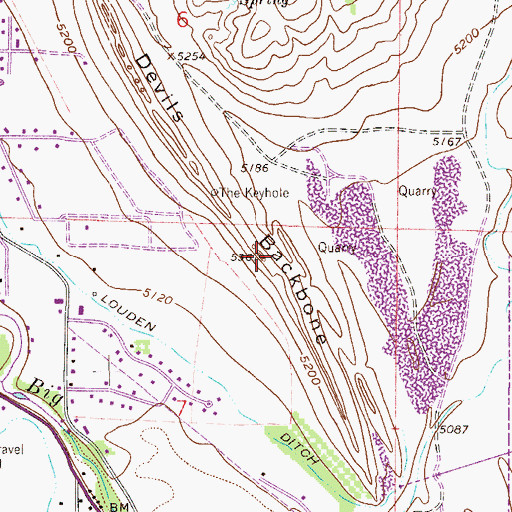 Topographic Map of Devils Backbone, CO