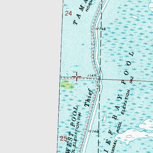 Topographic Map of Pool One Dam, MN