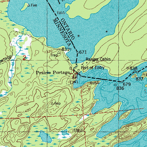 Topographic Map of Prairie Portage Dam, MN