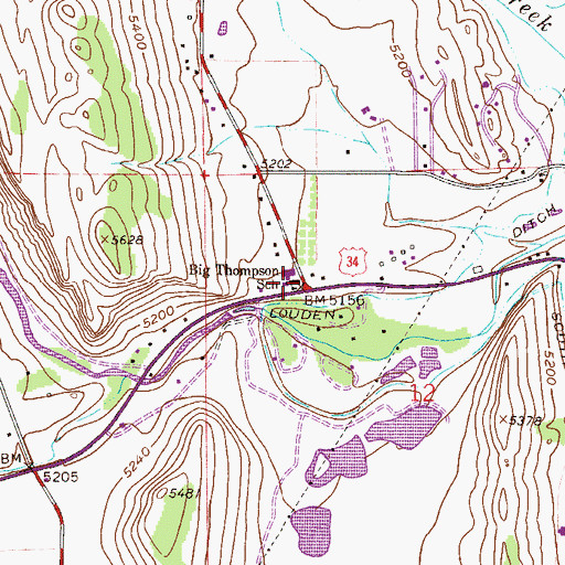 Topographic Map of Big Thompson Elementary School, CO