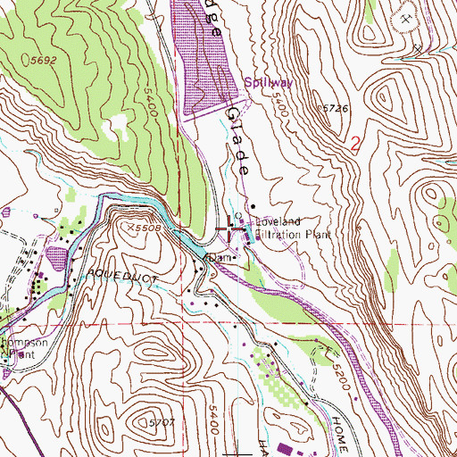 Topographic Map of Loveland Filtration Plant, CO