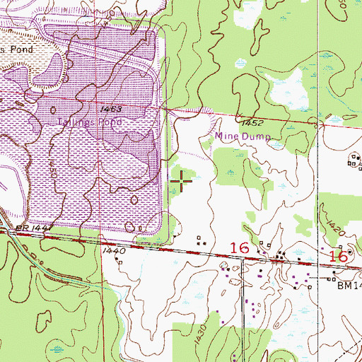 Topographic Map of Whitney Tailings Basin, MN