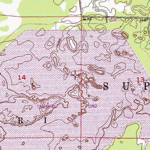 Topographic Map of Inland Steel Tailings Dike, MN