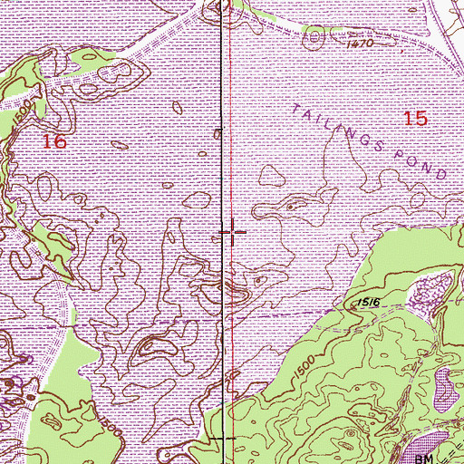Topographic Map of Minntac Tailings Basin Cell One, MN