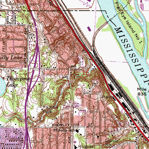 Topographic Map of Kaposia Park Dam, MN