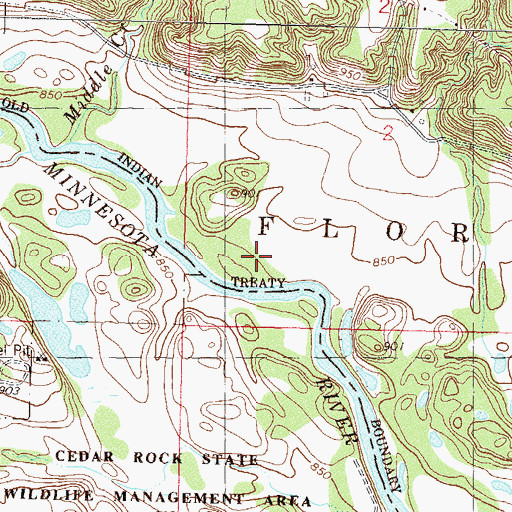 Topographic Map of Cedar Rock Wildlife Management A, MN