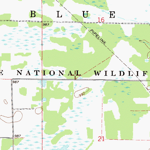 Topographic Map of Sherburne National Wildlife Refuge Pool 7A Dam, MN