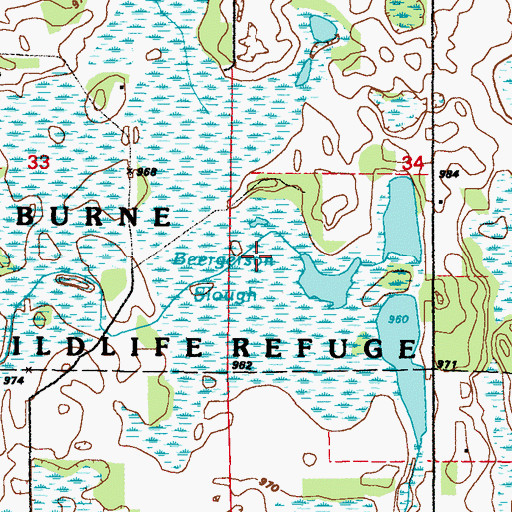 Topographic Map of Sherburne National Wildlife Refuge Pool 14a Dam, MN