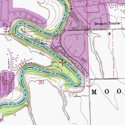 Topographic Map of Red River Dam, MN