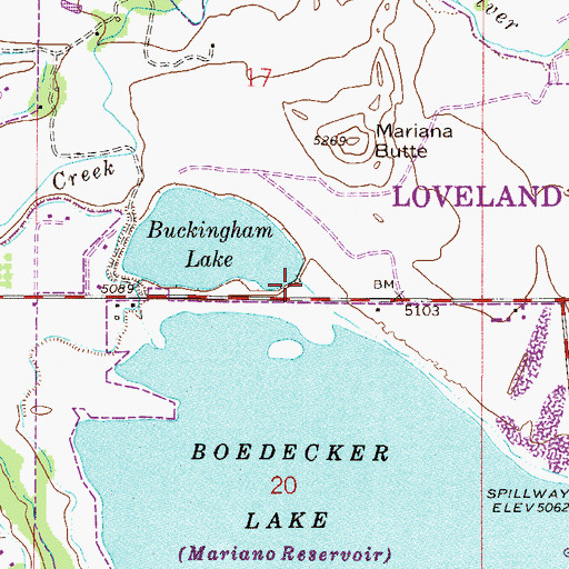 Topographic Map of Buckingham Lake, CO