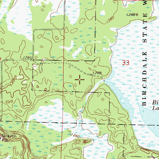 Topographic Map of Birchdale Lake Dam, MN