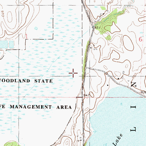 Topographic Map of Woodland State Wildlife Management Area, MN