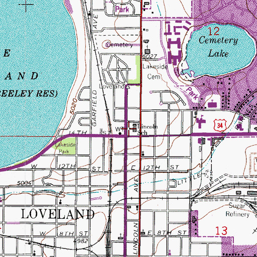 Topographic Map of Lincoln School, CO