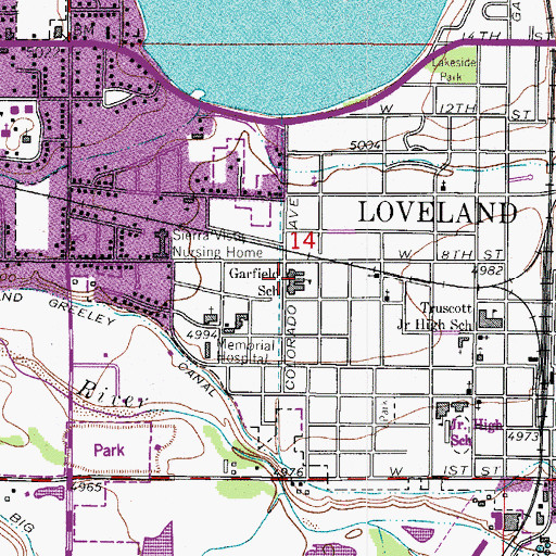 Topographic Map of Garfield Elementary School, CO