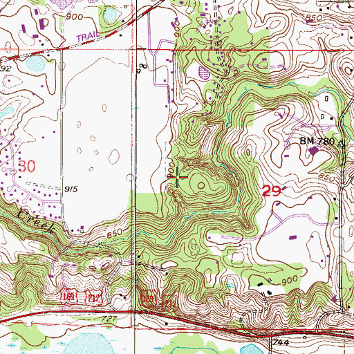 Topographic Map of Riley Creek Dam, MN